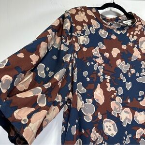 Dagg & Stacey Viscose Boxy Blouse Printed 3/4 Sleeve Top Made in Canada Size S